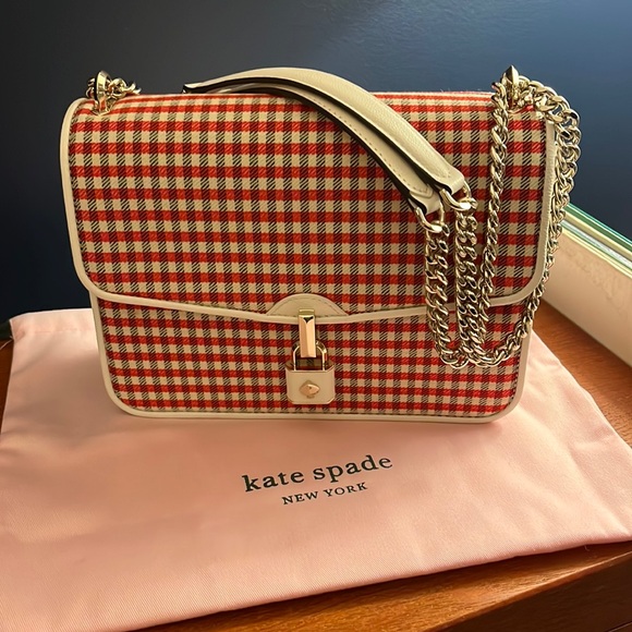 kate spade Handbags - KATE SPADE Locket Plaid Large Flap Shoulder Bag